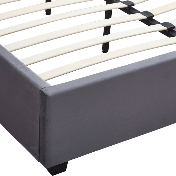 Madison 5' Bed Grey Velvet Fabric