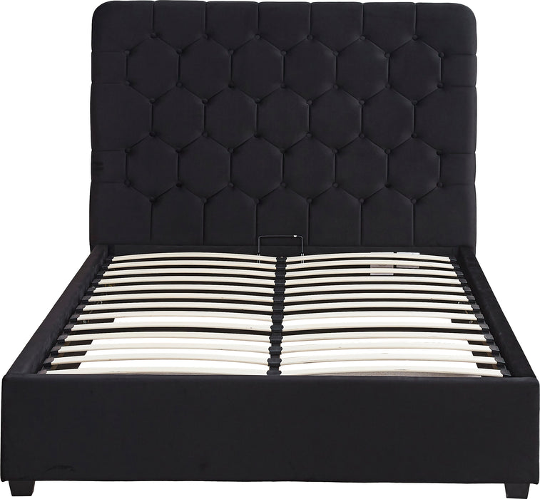 Madison Ottoman 4'6" Bed Black Velvet Fabric