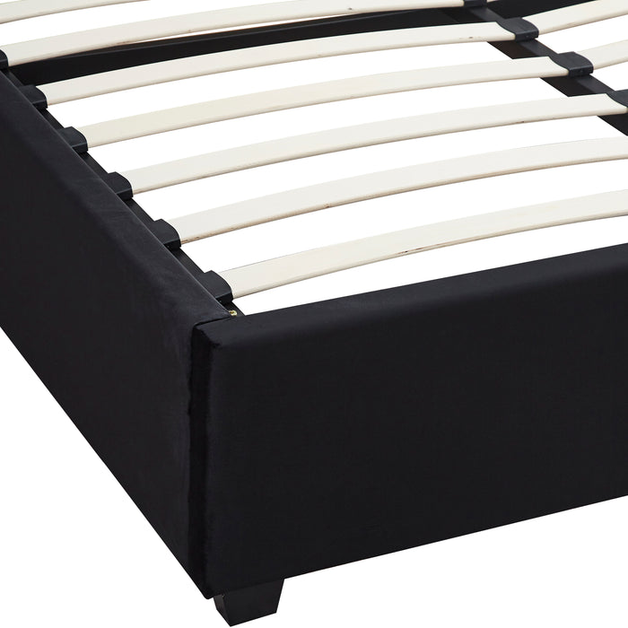 Madison Ottoman 4'6" Bed Black Velvet Fabric