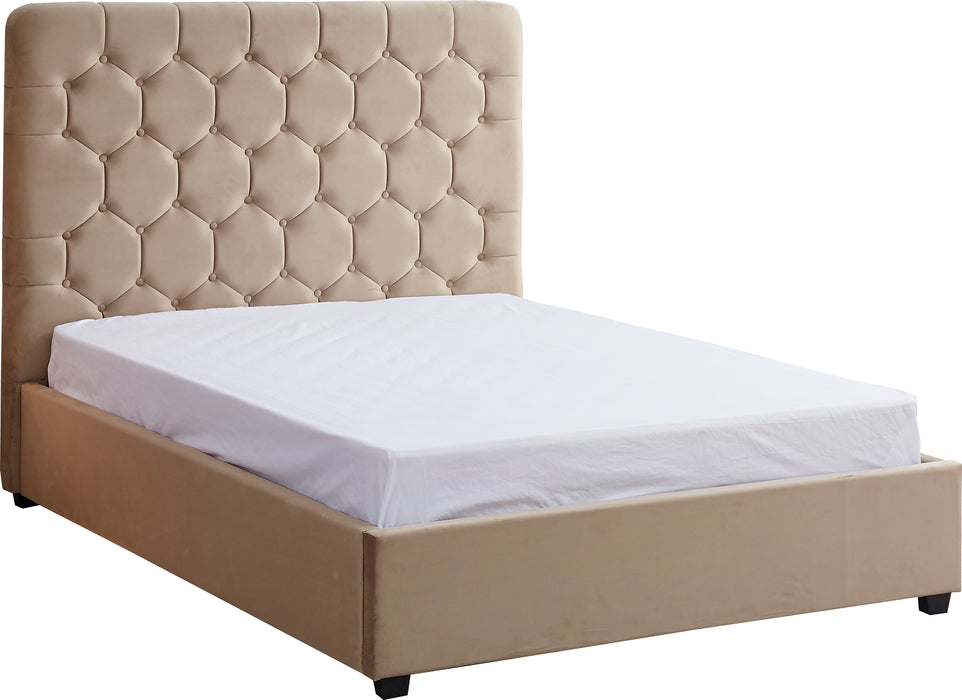 Madison Ottoman 4'6" Bed Fawn Velvet Fabric