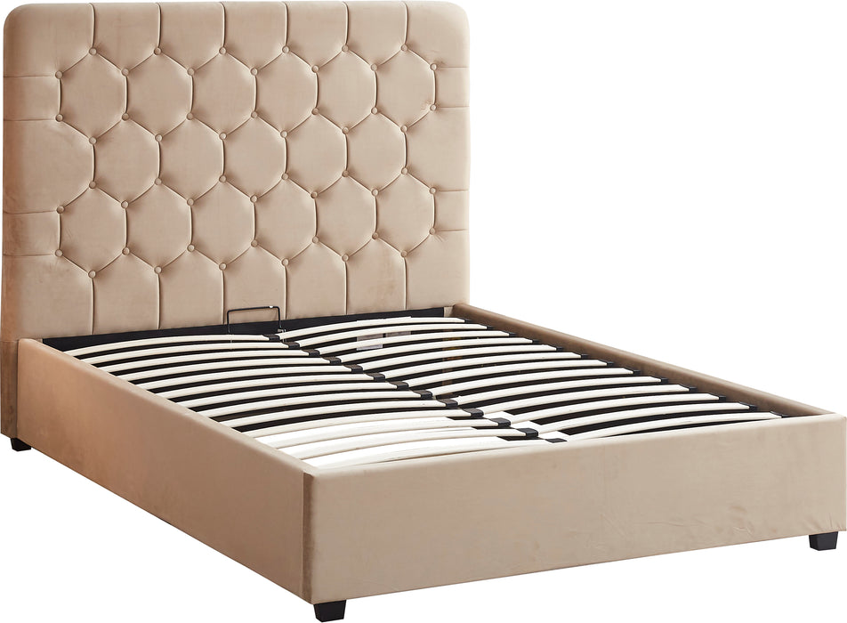 Madison Ottoman 5' Bed Fawn Velvet Fabric
