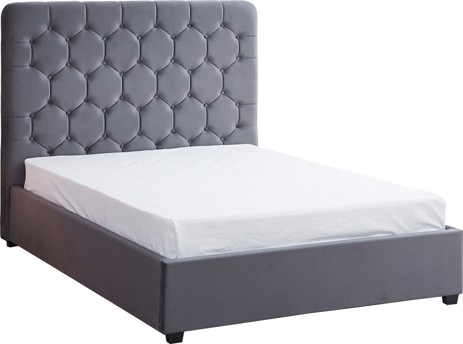 Madison Ottoman 5' Bed Grey Velvet Fabric