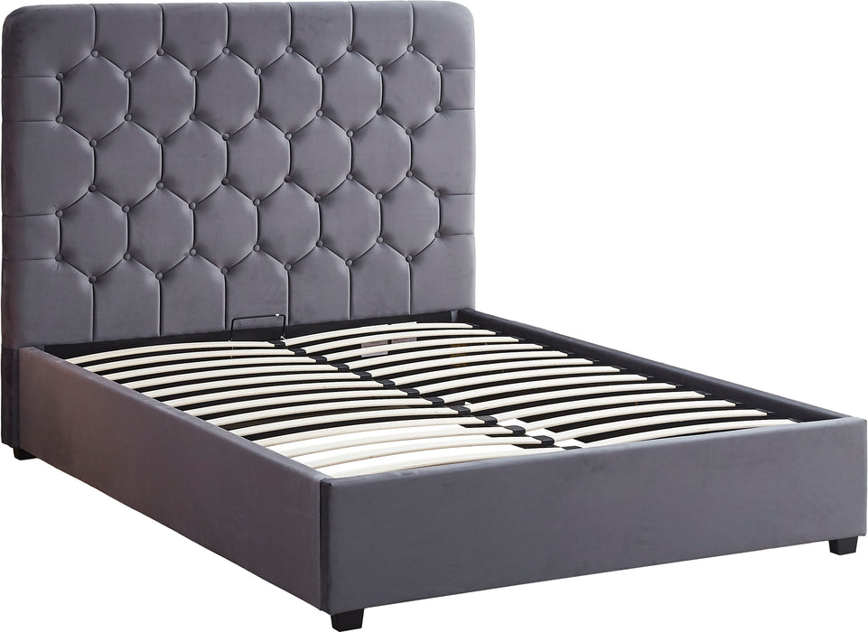 Madison Ottoman 5' Bed Grey Velvet Fabric