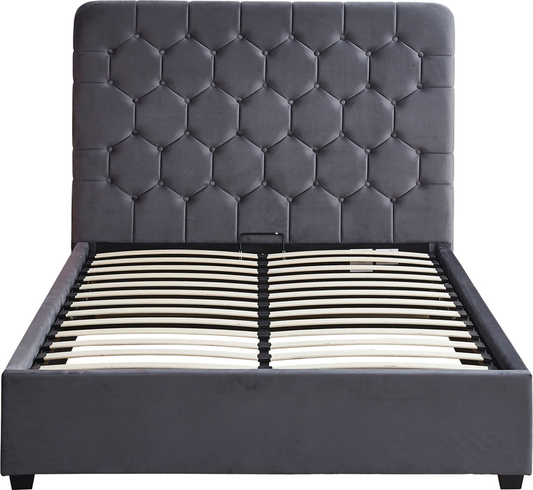 Madison Ottoman 5' Bed Grey Velvet Fabric