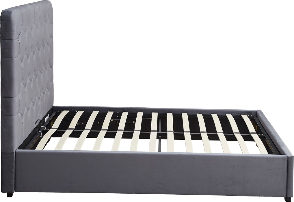 Madison Ottoman 5' Bed Grey Velvet Fabric