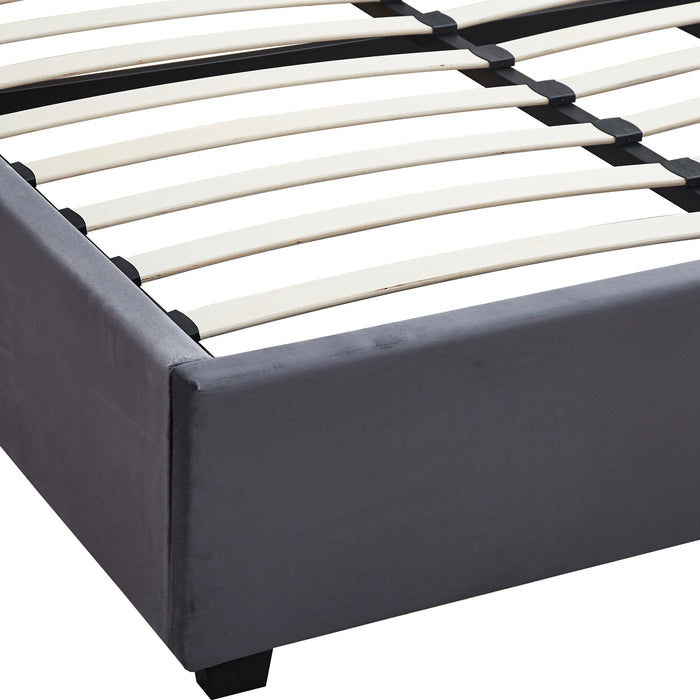 Madison Ottoman 5' Bed Grey Velvet Fabric