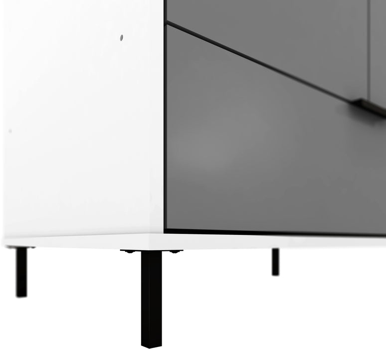 Madrid 2 Door 1 Drawer Mirrored Wardrobe Grey/White Gloss