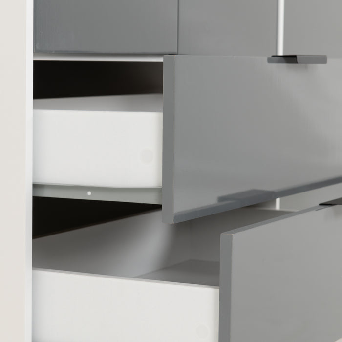 Madrid 3 Door 2 Drawer Mirrored Wardrobe Grey/White Gloss