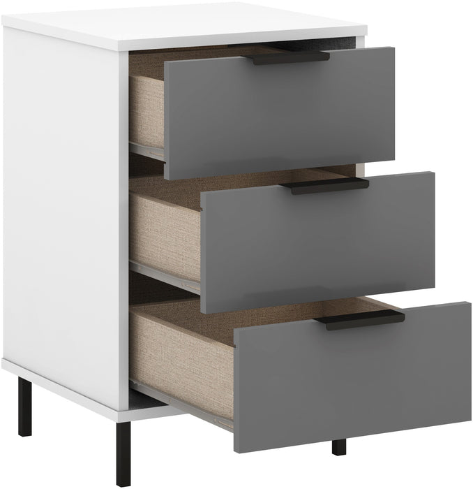Madrid 3 Drawer Bedside Grey/White Gloss