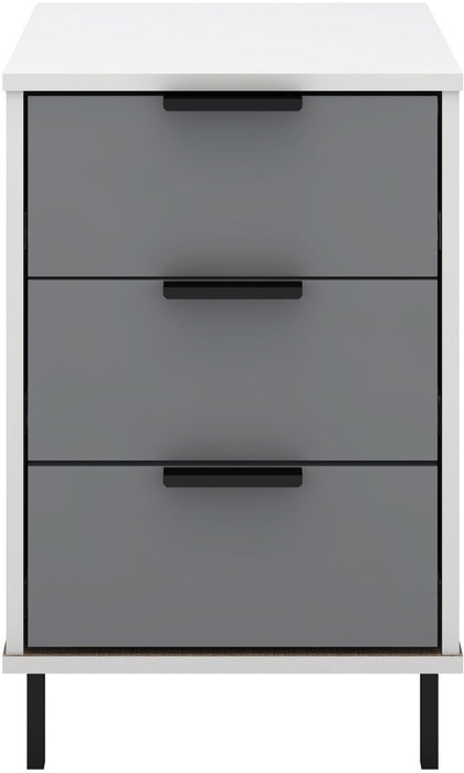 Madrid 3 Drawer Bedside Grey/White Gloss