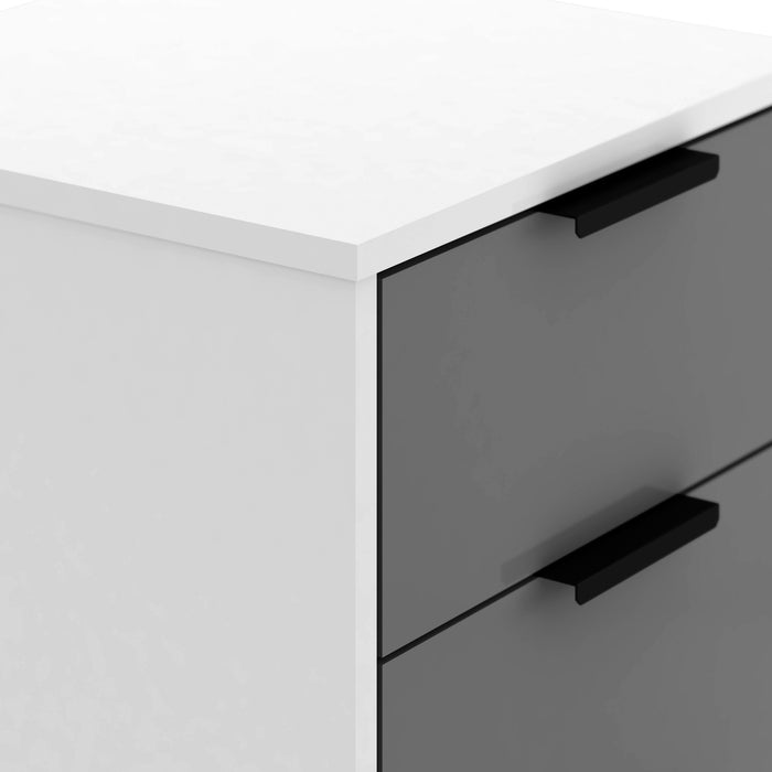 Madrid 3 Drawer Bedside Grey/White Gloss