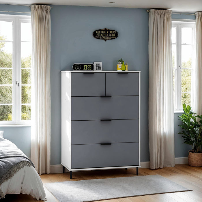 Madrid 3+2 Drawer Chest Grey/White Gloss