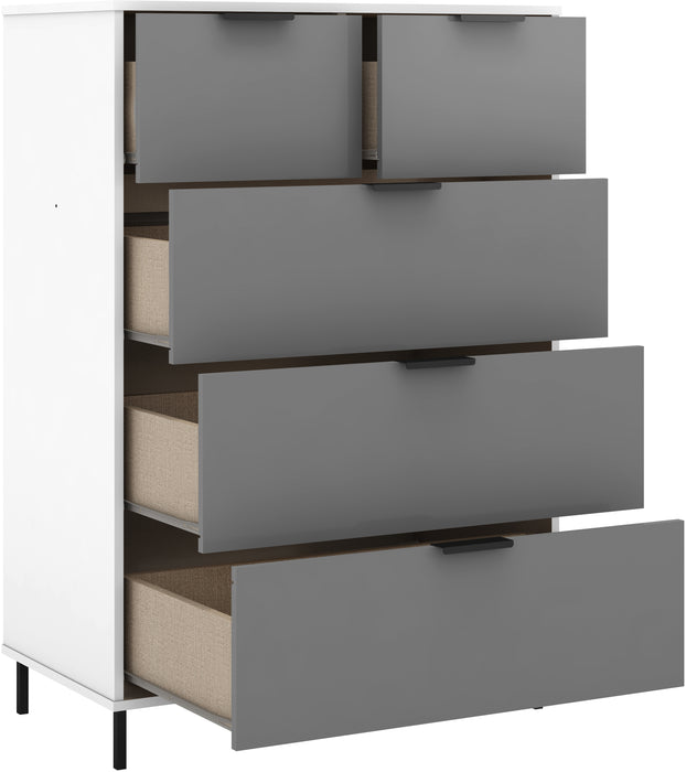 Madrid 3+2 Drawer Chest Grey/White Gloss