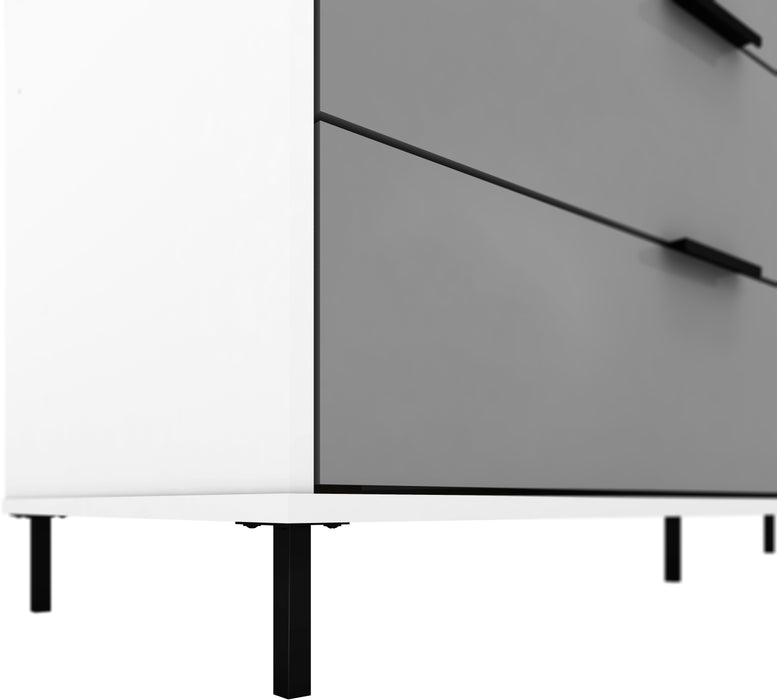 Madrid 4 Door 2 Drawer Mirrored Wardrobe Grey/White Gloss