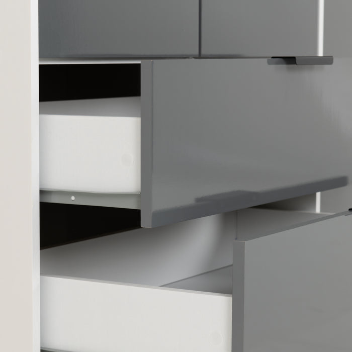 Madrid 4 Door 2 Drawer Mirrored Wardrobe Grey/White Gloss