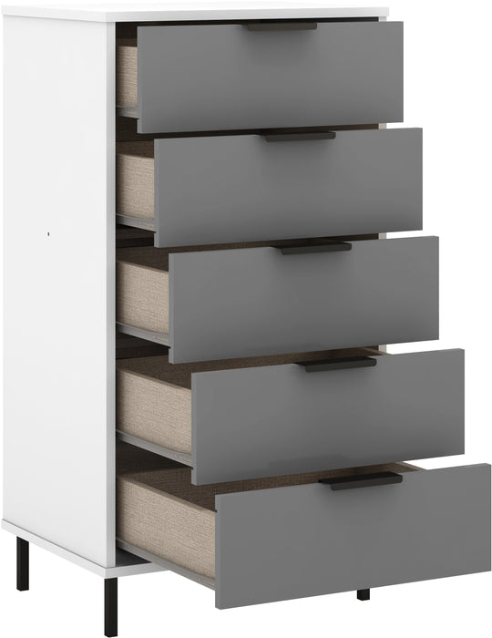 Madrid 5 Drawer Chest Grey/White Gloss