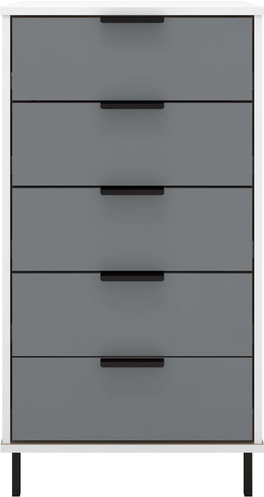 Madrid 5 Drawer Chest Grey/White Gloss