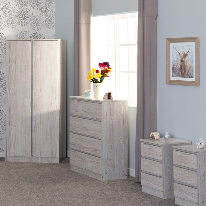 Malvern 2 Door Wardrobe Bedroom Set Urban Snow