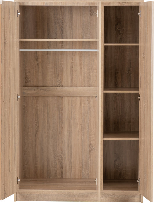Malvern 3 Door Wardrobe Bedroom Set Sonoma Oak Effect