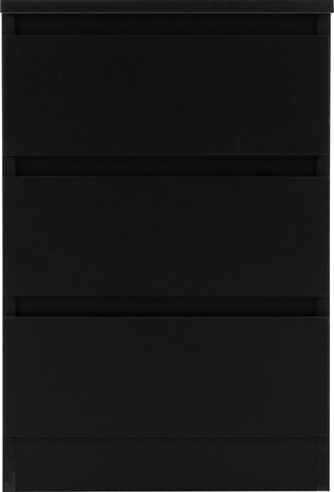 Malvern 3 Drawer Bedside (PAIR) Black