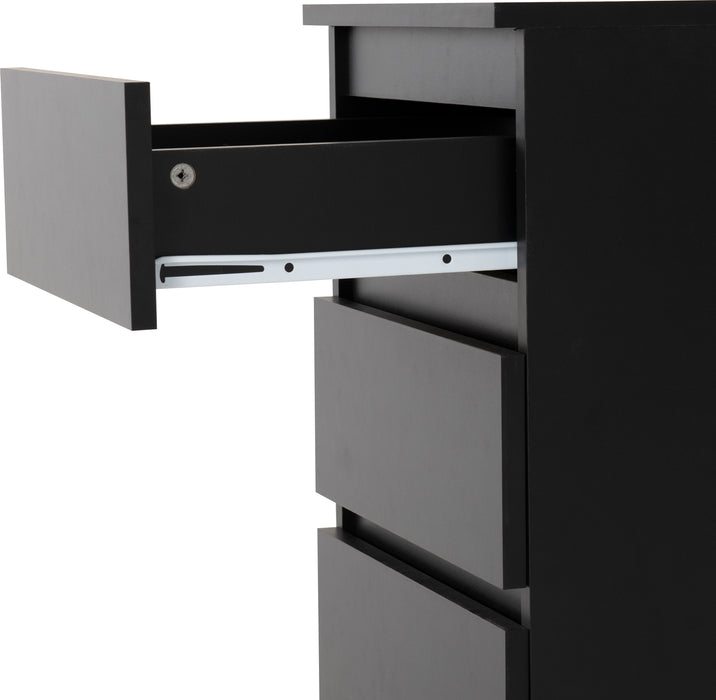 Malvern 3 Drawer Bedside (PAIR) Black