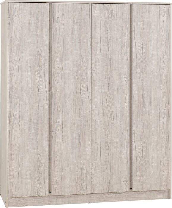 Malvern 4 Door Wardrobe Bedroom Set Urban Snow