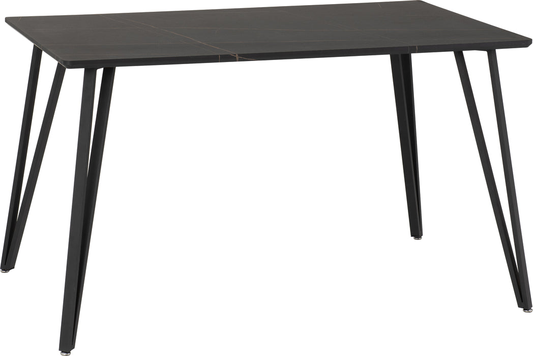 Marlow Dining Set Black Marble Effect/Black/Black Velvet