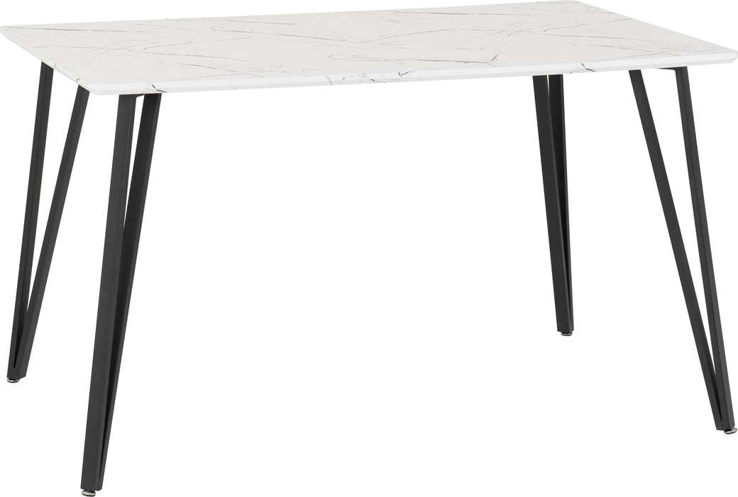 Marlow Dining Set White Marble Effect/Black/Black Velvet