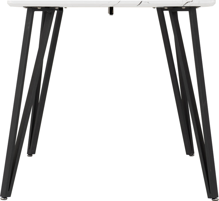 Marlow Dining Set White Marble Effect/Black/Black Velvet
