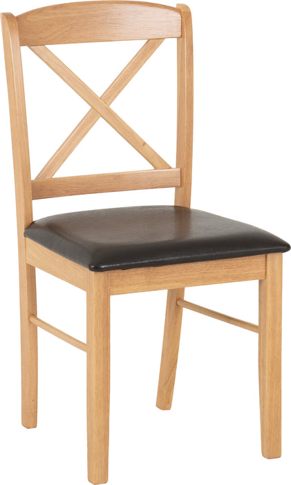 Mason Chair (Box of 2) Oak Varnish/Brown Faux Leather