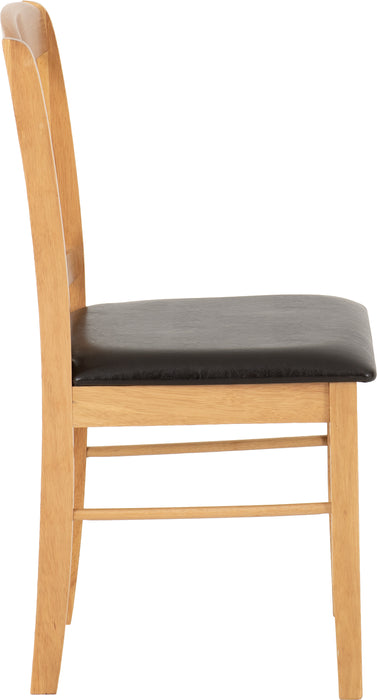 Mason Chair (Box of 2) Oak Varnish/Brown Faux Leather