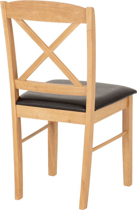 Mason Chair (Box of 2) Oak Varnish/Brown Faux Leather
