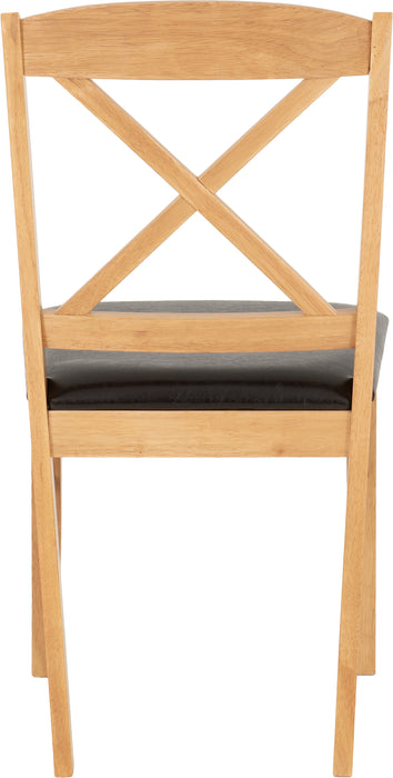 Mason Chair (Box of 2) Oak Varnish/Brown Faux Leather