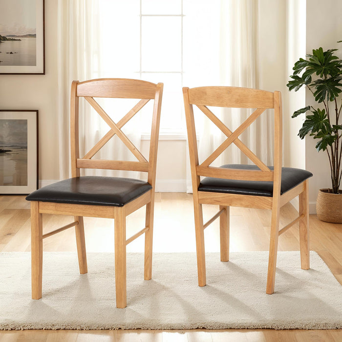 Mason Chair (Box of 2) Oak Varnish/Brown Faux Leather