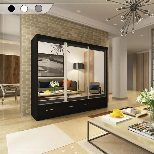 MAYFAIR BLACK WARDROBE 250CM