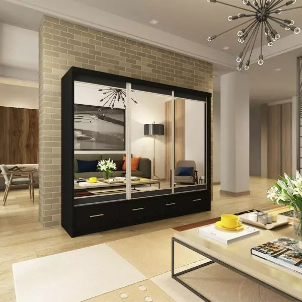 MAYFAIR BLACK WARDROBE 250CM