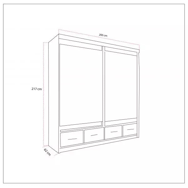MAYFAIR GREY WARDROBE 200CM