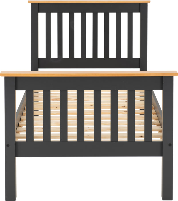 Monaco 3' Bed High Foot End Dark Grey/Oak Effect