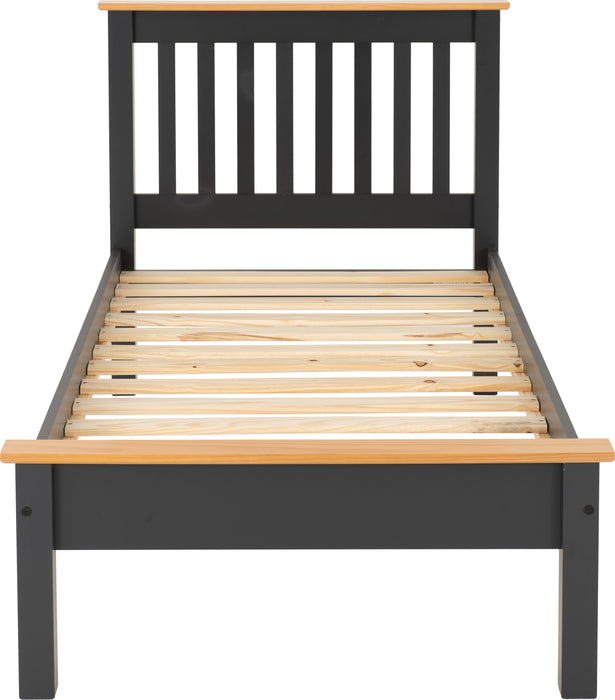 Monaco 3' Bed Low Foot End Dark Grey/Oak Effect