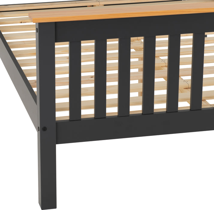 Monaco 4'6" Bed High Foot End Dark Grey/Oak Effect