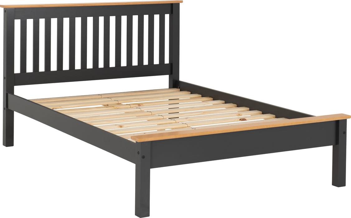 Monaco 4'6" Bed Low Foot End Dark Grey/Oak Effect