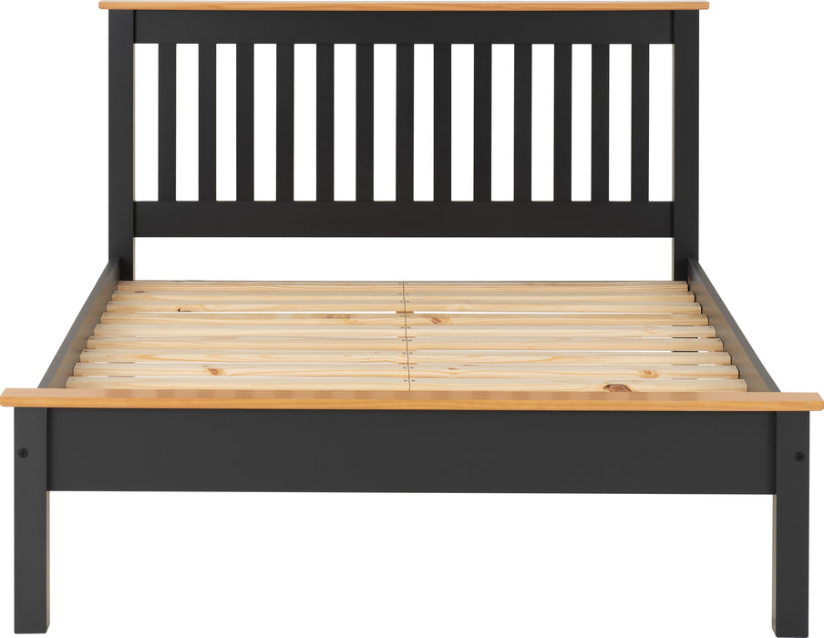 Monaco 4'6" Bed Low Foot End Dark Grey/Oak Effect