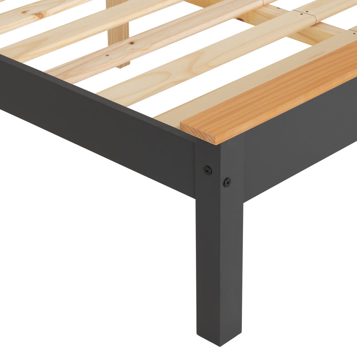 Monaco 4'6" Bed Low Foot End Dark Grey/Oak Effect