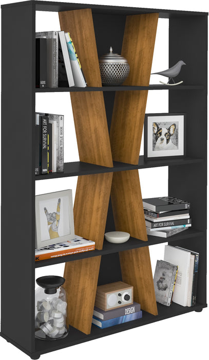 Naples Medium Bookcase Black/Pine Effect