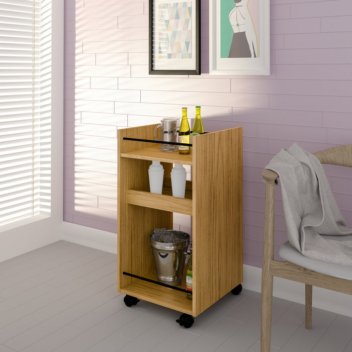 Naples Serving Cart/Side Table Oak Effect