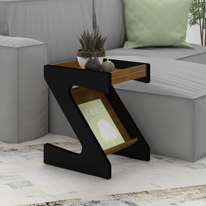 Naples Z Side Table Black/Pine Effect