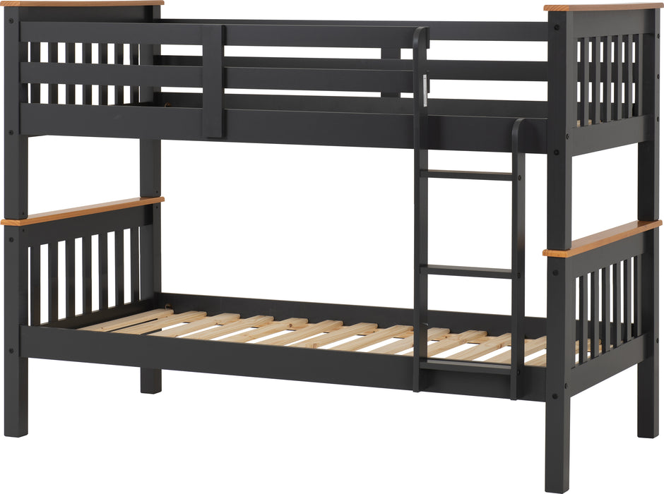 Neptune 3' Bunk Bed Dark Grey/Oak Effect
