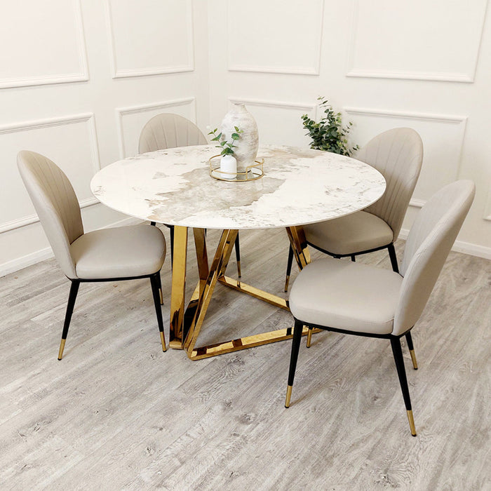 Nero Gold 1.3 Round Dining Table With Sintered Stone Top