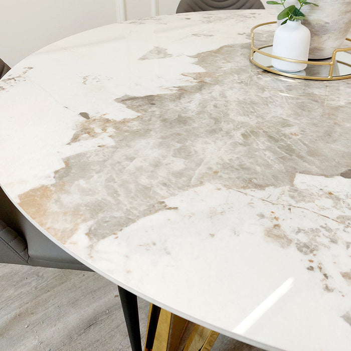 Nero Gold 1.3 Round Dining Table With Sintered Stone Top