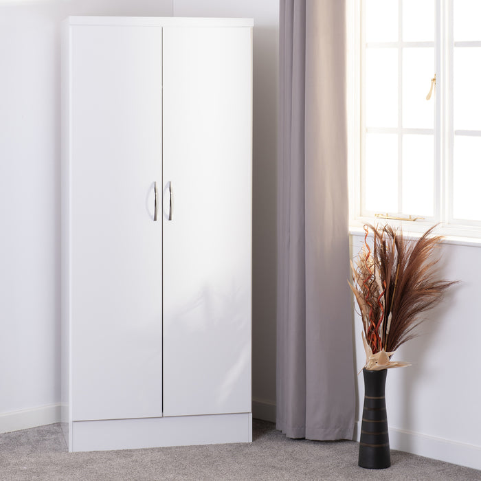 Nevada 2 Door All Hanging Wardrobe White Gloss